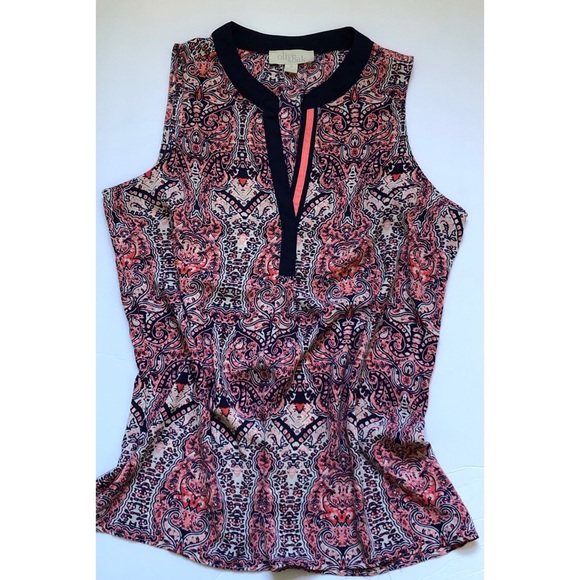 Olive & Oak paisley print sheer sleeveless blouse top - Picture 1 of 6